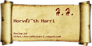 Horváth Harri névjegykártya